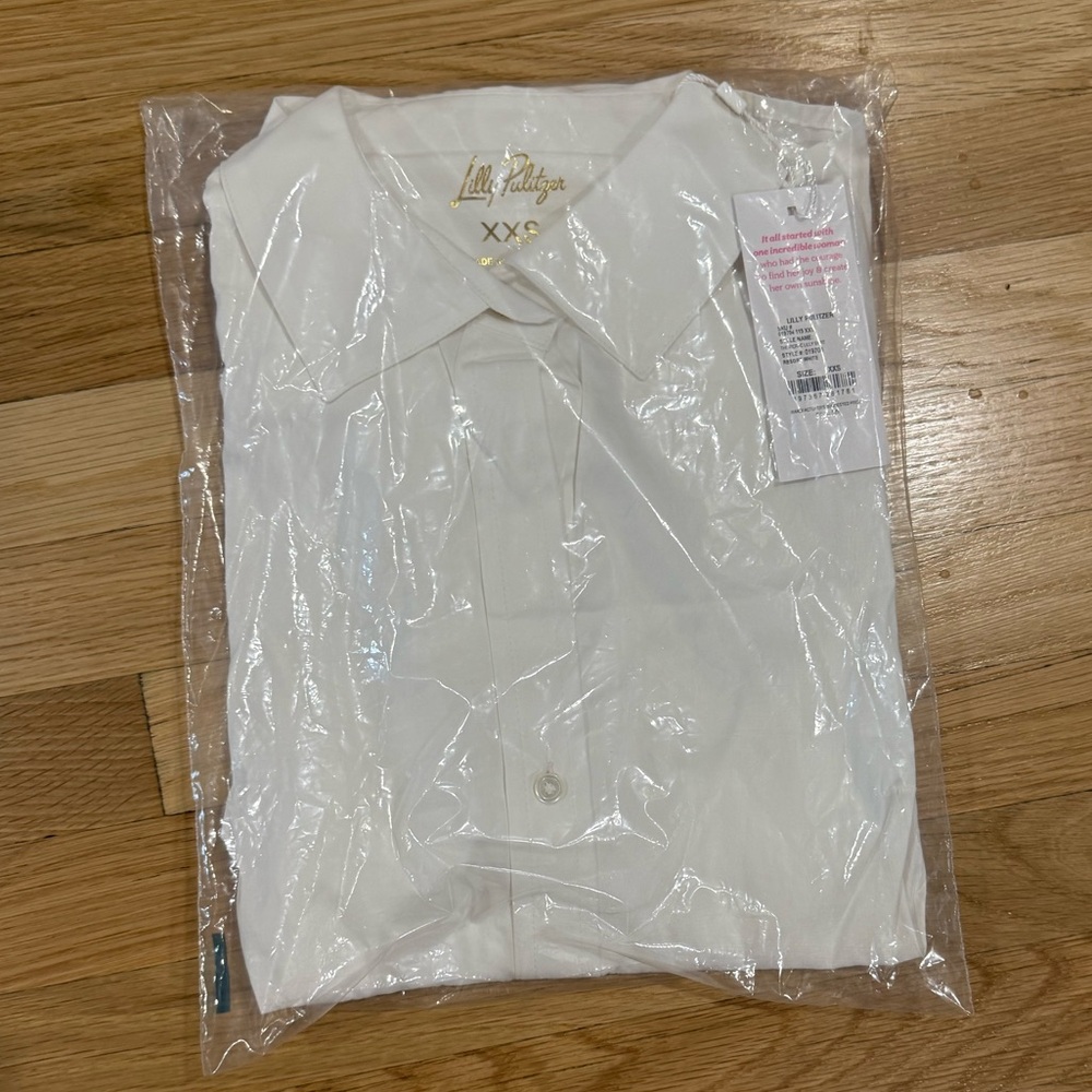 Lilly Pulitzer The RicRac 3/4 Sleeve Lilly Shirt - White XXS NWT